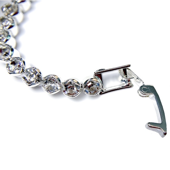 Silver & Crystal 1-Layer Prom Bridal Bracelet - Picture 3 of 7